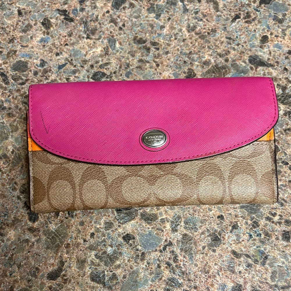 Coach Fuchsia and Brown Women's Wallet